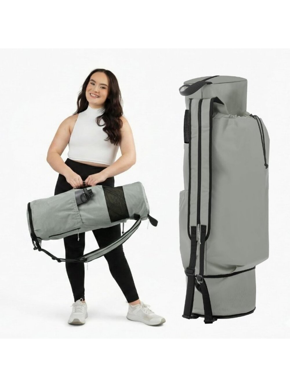 Large Expandable Yoga Mat Bag with Adjustable Strap - Stylish & Functional Black